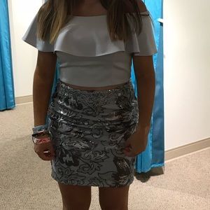 Dave & Johnny 2 Piece Grey Homecoming Dress #97495
